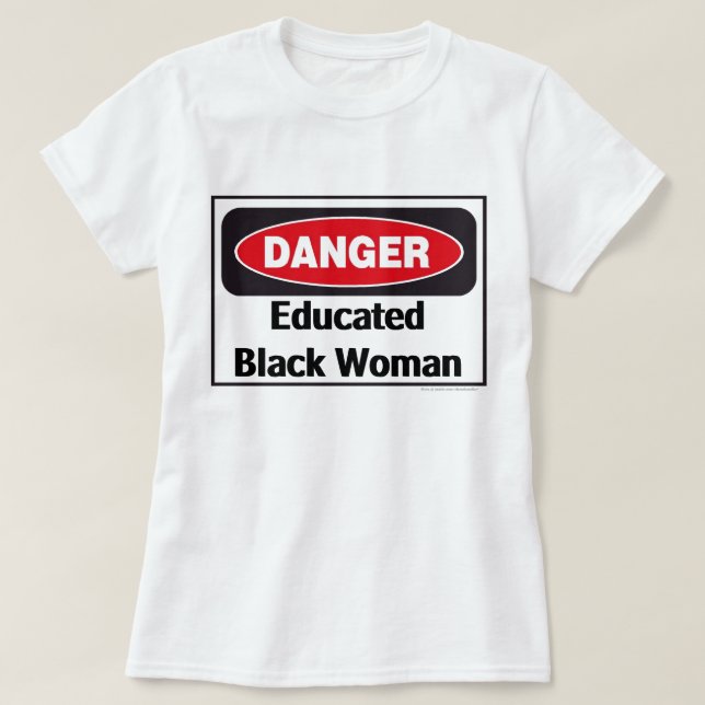 Bildad svart kvinna tee shirt (Design framsida)
