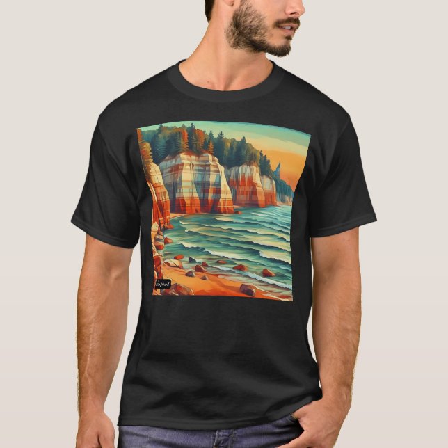 Bildade Sten National Lakeshore Michigan, Colorf T Shirt (Framsida)