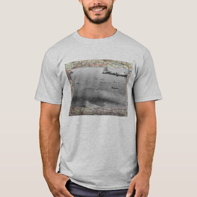 Bildande B17 över kartan WW2 Tee Shirt (Framsida)