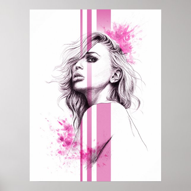 Bildande konst för porträtt vid Rosa vid bläck Poster (Framsidan)
