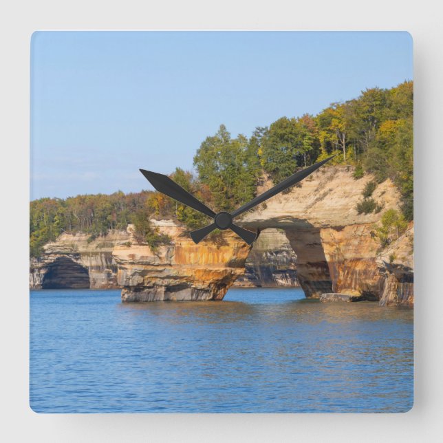 Bildat Sten Lakeshore Clock Fyrkantig Klocka (Framsida)