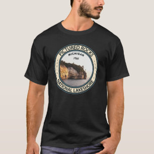 Bildat Sten National Lakeshore Michigan Badge T Shirt