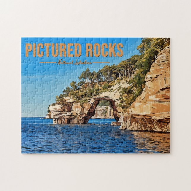Bildat Sten National Lakeshore Vintage Puzzle Pussel (Horisontell)