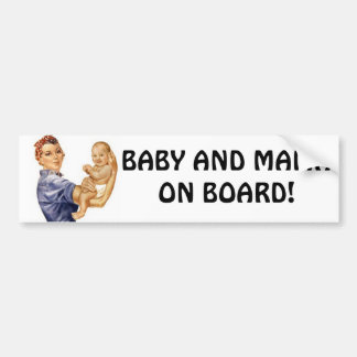 BildekalRivet gal. BABY OCH MAMMOR OMBORD! Bildekal