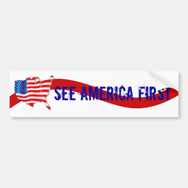 BildekalVntg kampanj att se Amerika först Bildekal (Framsidan)