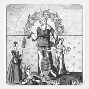 Bilden av Dame Astrology med de tre Fyrkantigt Klistermärke