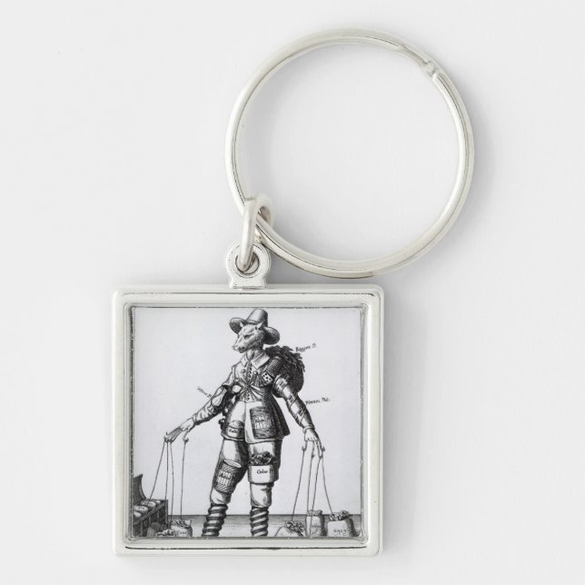 Bilden av Pattenty', c.1641-50 Fyrkantig Silverfärgad Nyckelring (Framsidan)