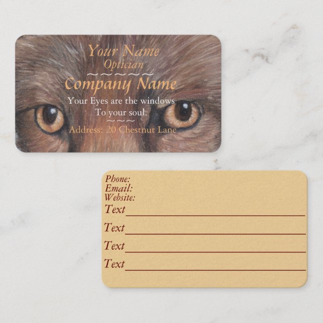 bilden av räven synar original- konstoptiker visitkort (Fram/baksida)