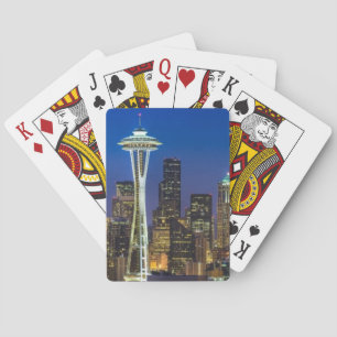 Bilden av Seattle Skyline på morgonen. Casinokort