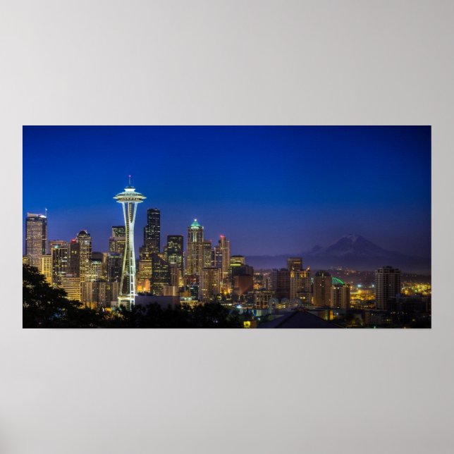 Bilden av Seattle Skyline på morgonen. Poster (Framsidan)