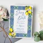 Bilden "Blue Tiles Citons" sparar datumet Inbjudningar<br><div class="desc">Eleganten Blue Tiles citons modern avslappnad-skript sparar  date Invation Template omedelbar Download.</div>