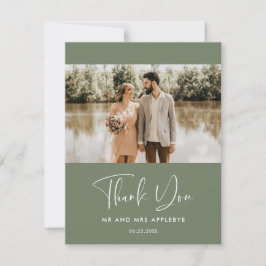 Bilden elegant Mörk grönt bröllop Tack för att du  Kort