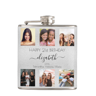 Bilden namn av de bästa silver-vänner på födelseda fickplunta