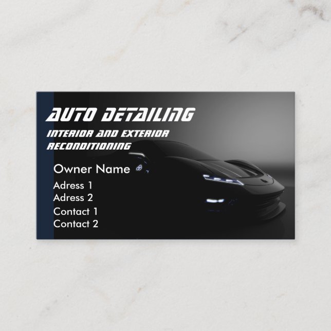 Bilden Tvättar Professionellens automatiska detalj Visitkort (Framsida)