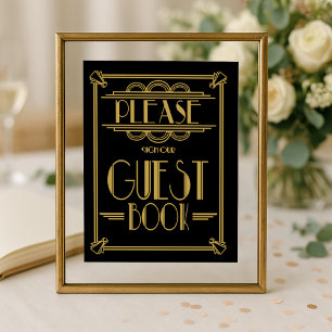 Bilder 20:s Art Deco Gatsby Guest Bok Skriv ut Poster