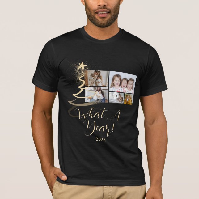 Bilder 5 för svart och tonad Guld Glitter Träd T Shirt (Framsida)