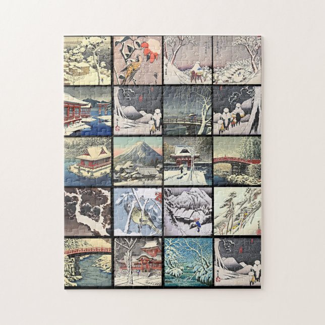 Bilder av japanska snö landskap i träd pussel (Vertikal)