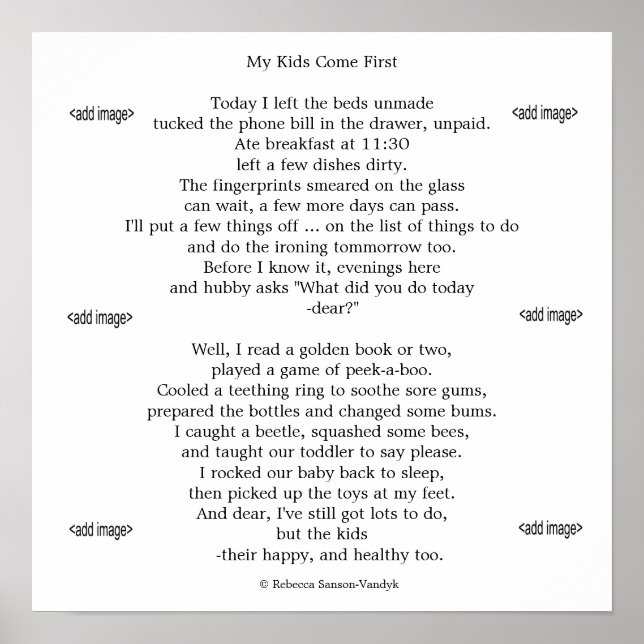 Bilder av utskrift av "dina" barn med dikt poster (Framsidan)