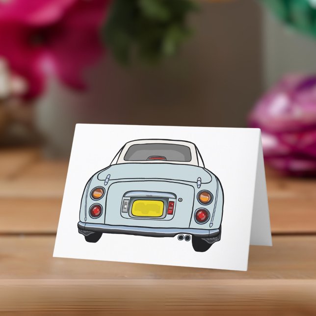 Bilder Blek Aqua Figaro Car Greeting Card Kort (A cute pale aqua blue figaro car blank greeting card perfect for any occasion)