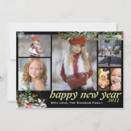 Bilder för Wintery Foliage Gott nytt år Family 6 Julkort