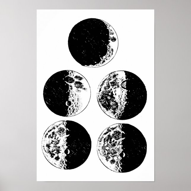 Bilder från måne Phases Astronomy Space Art-illust Poster (Framsidan)