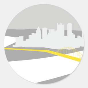 Bilder från Pittsburgh Skyline Runt Klistermärke