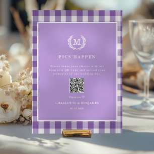 BILDER HAPPEN!QR-kod Lila Gingham Bröllop Gallery