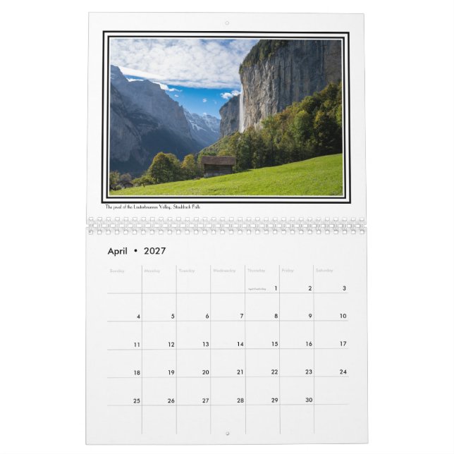 Bilder i de schweiziska Alpernorna Kalender (Apr 2027)