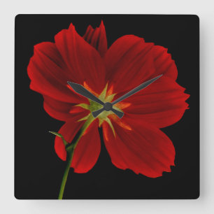 Bilder i mörkret/Röda Gerbera Fotografi Fyrkantig Klocka