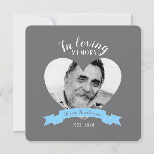 Bilder med fotoblå menyfliksbegravning inbjudan (Framsida)