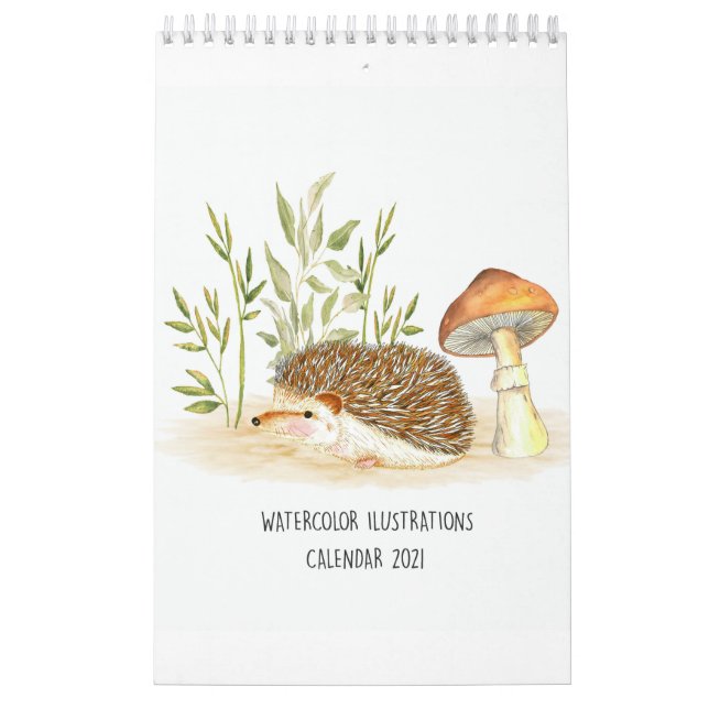 Bilder på hedgehog och vattenfärg 2021 kalender (Omslag)