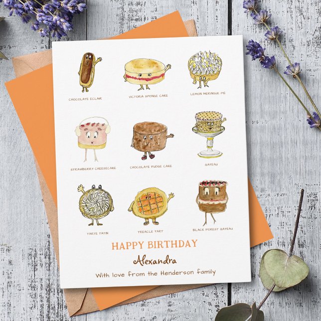 Bilder på söta kakor från Grattis på födelsedagen (Funny cake cartoon baking happy birthday personalized greetings card)