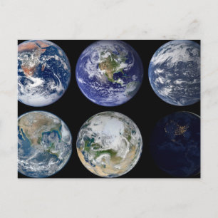 Bildjämförelse av ikoniska vyer av planeten jorden vykort