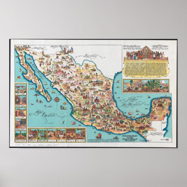 Bildkarta över Mexiko Poster (Framsidan)