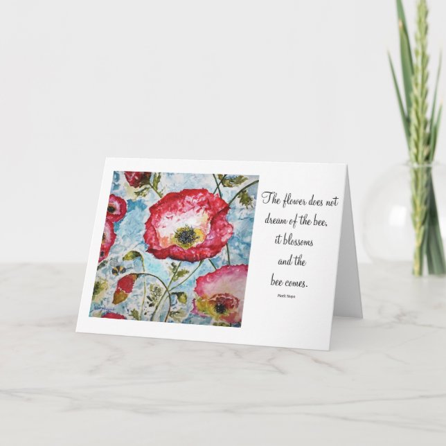 Bildkort för inspirationspoetry poppies Bee Art Ca Kort (Framsida)