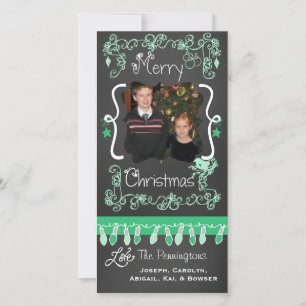Bildkort för Mint Grönt Chalkboard God jul Julkort