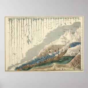 Bildmässig graf för Victorian av floder och berg Poster