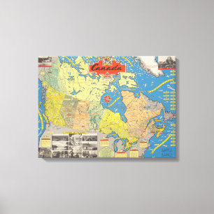 Bildmässig karta av Kanada - Landmarks Canvastryck
