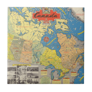 Bildmässig karta av Kanada - Landmarks Kakelplatta