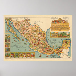 Bildmässig karta av Mexico Poster