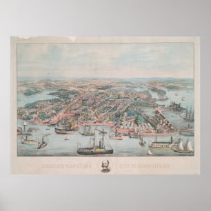 Bildmässig karta för vintage av Annapolis MD Poster