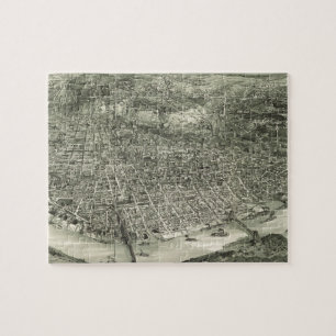 Bildmässig karta för vintage av Cincinnati (1900 Pussel