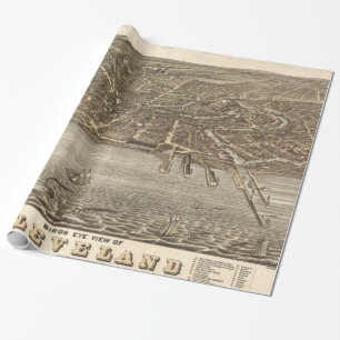 Bildmässig karta för vintage av Cleveland (1877) Presentpapper