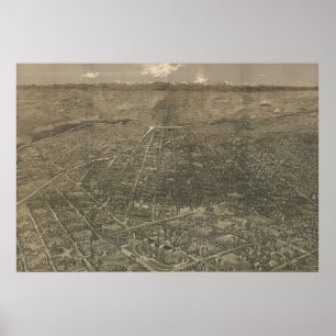 Bildmässig karta för vintage av Denver Colorado Poster
