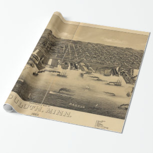 Bildmässig karta för vintage av Duluth Minnesota Presentpapper