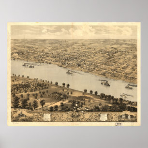 Bildmässig karta för vintage av Jefferson City MO Poster