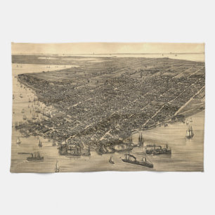 Bildmässig karta för vintage av Key West FL (188 Kökshandduk