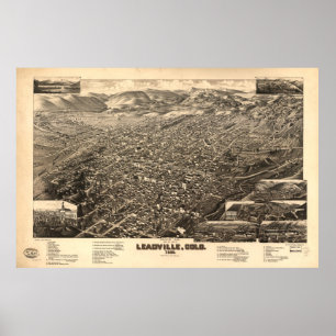 Bildmässig karta för vintage av Leadville CO Poster