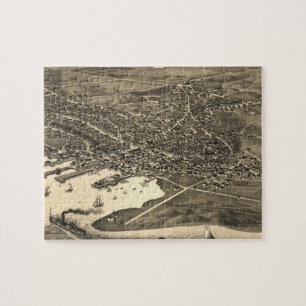 Bildmässig karta för vintage av Nantucket (1881) Pussel