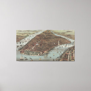 Bildmässig karta för vintage av New York City Canvastryck